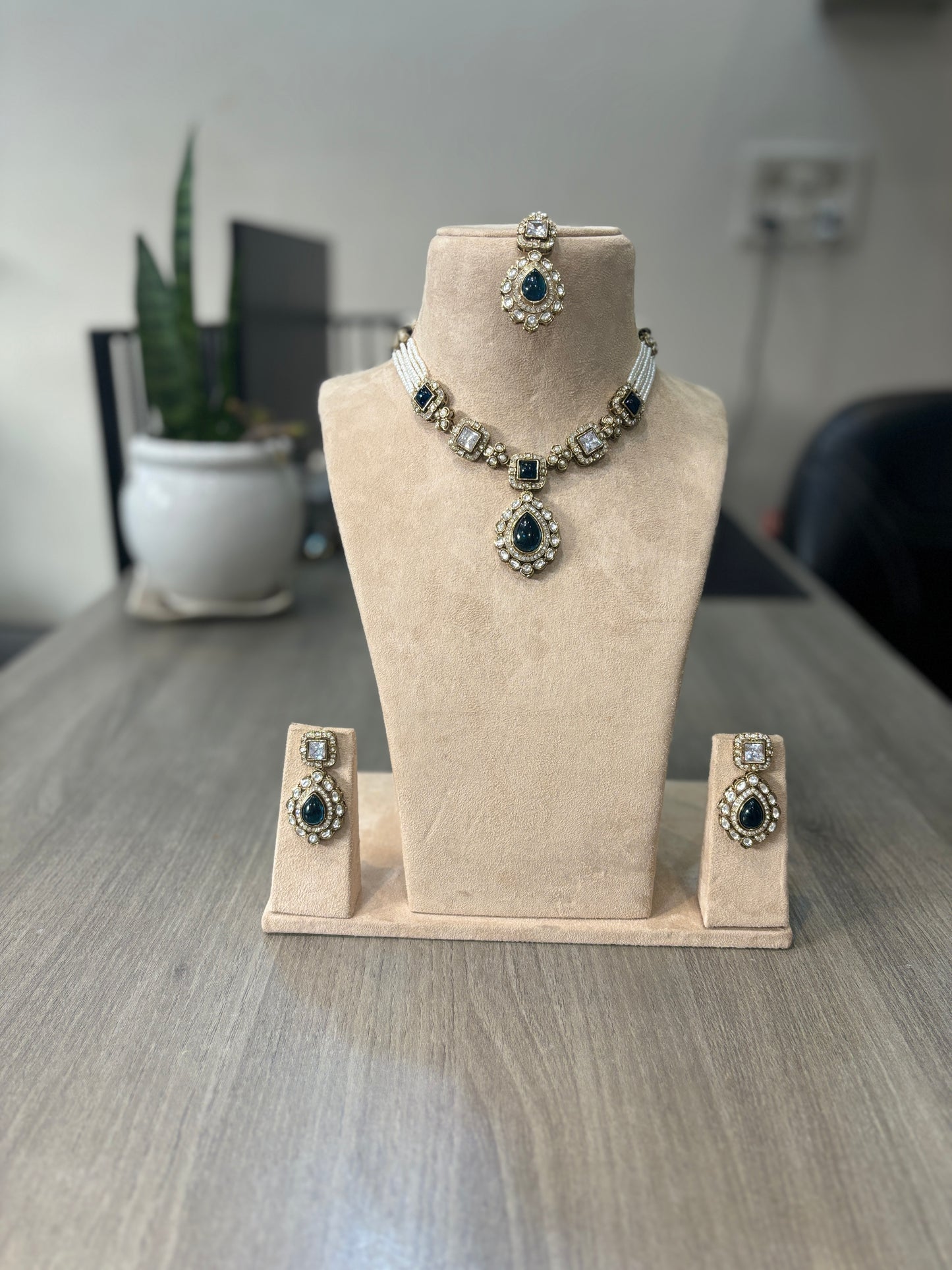 Navy Blue Royal Kundan Choker Set