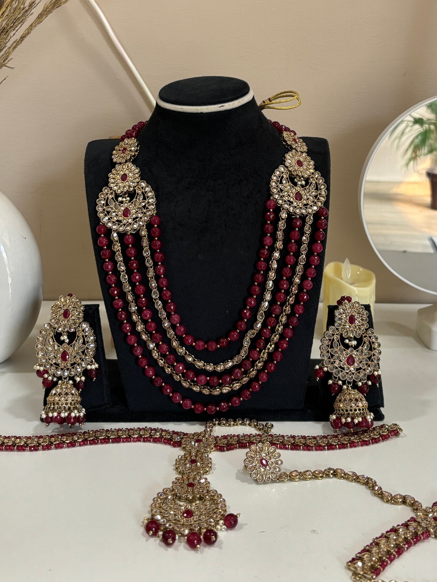 Royal Red Stone & Kundan Bridal Jewelery Set