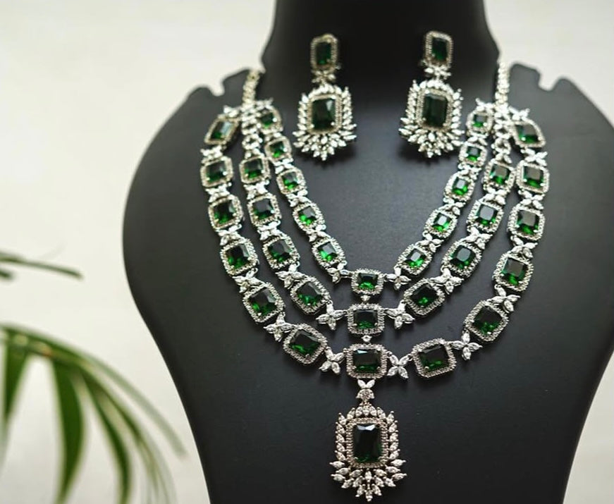 Emerald Radiance Triple-Layer Bridal Set