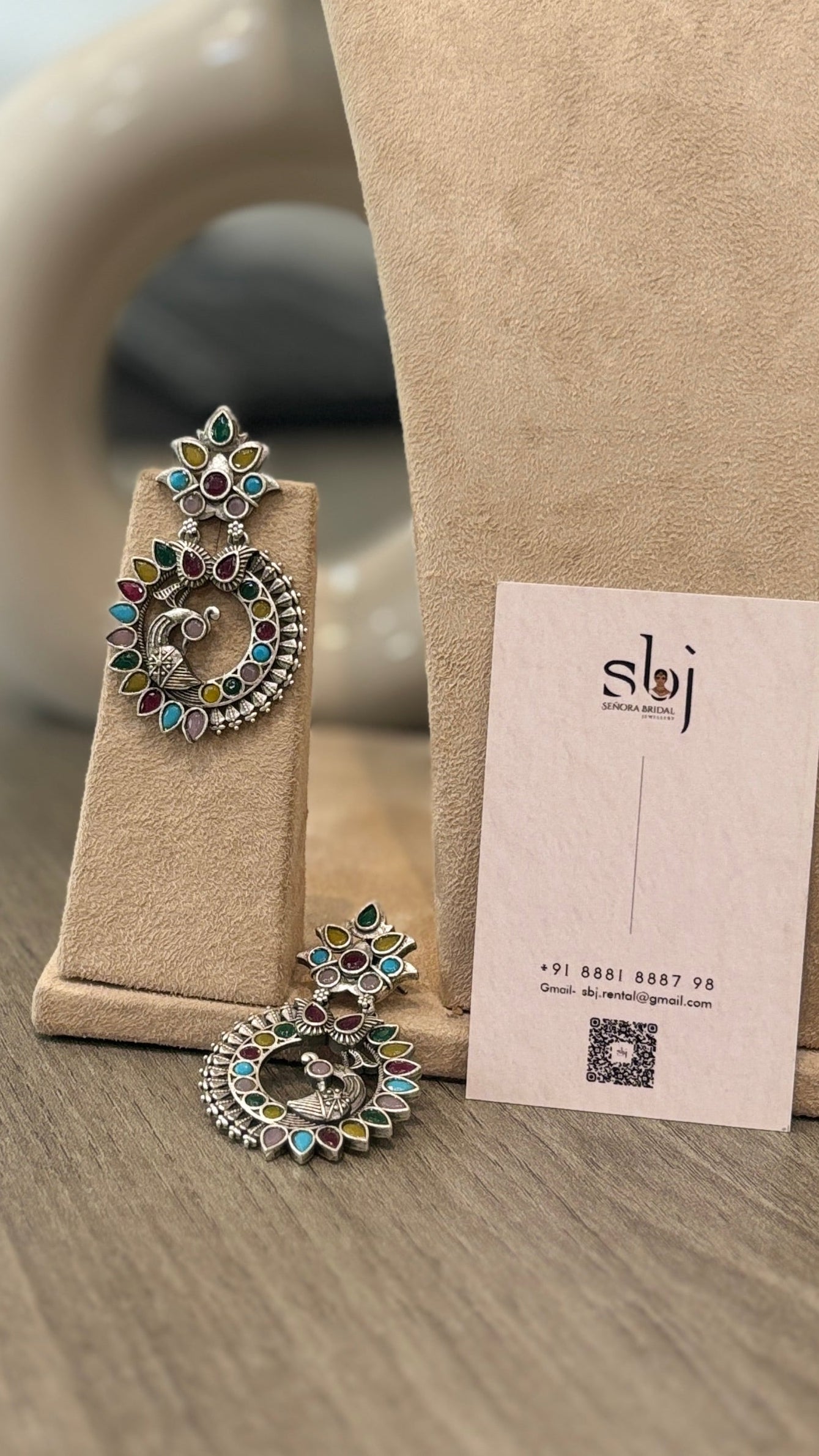 Multicolor Peacock Oxidized Statement Earrings
