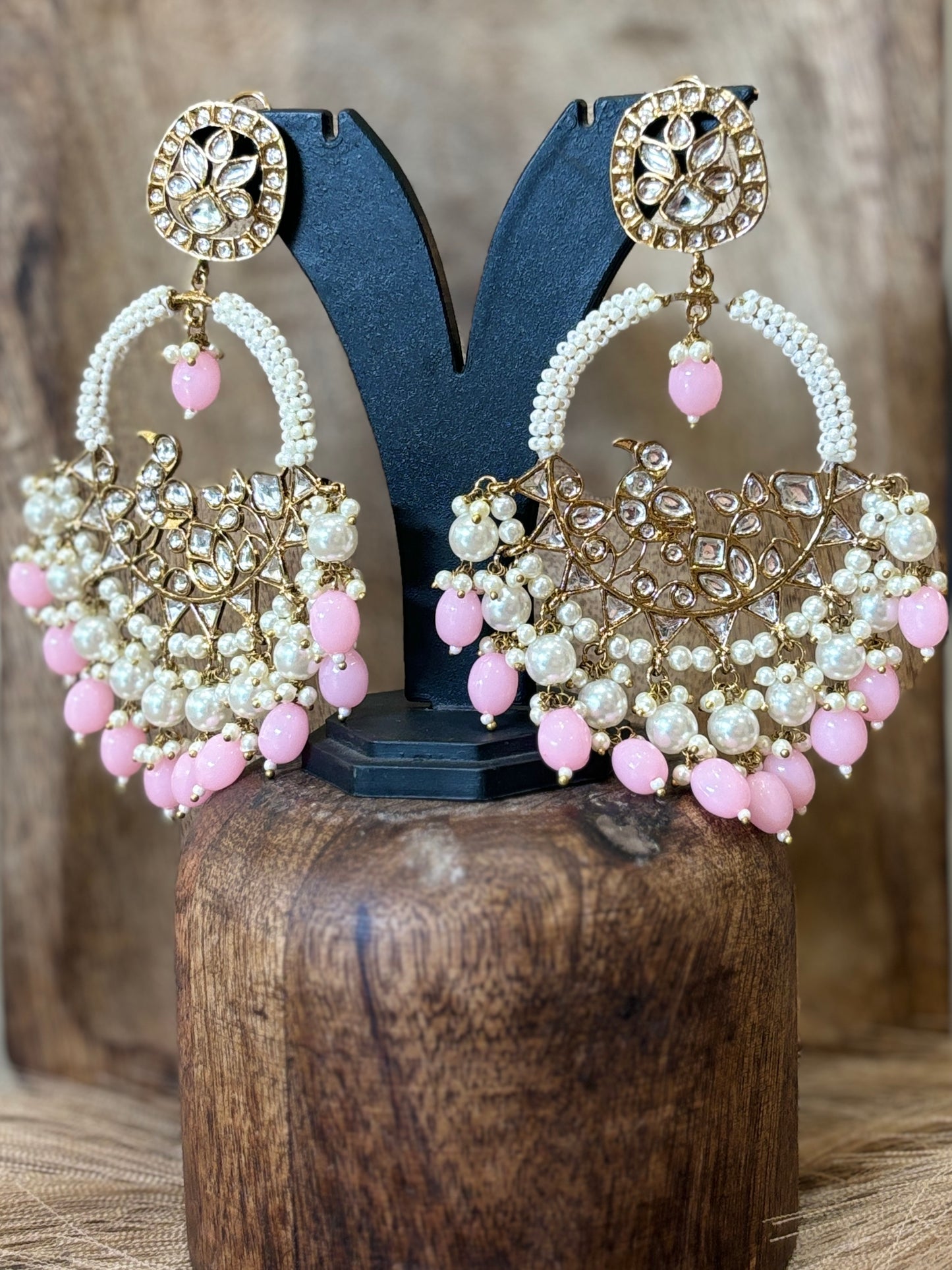 Blush Pink Pearl Statement Earrings