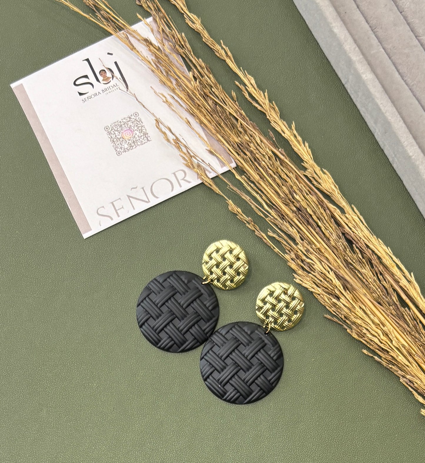 Textured Woven Dual-Tone Drop Earrings