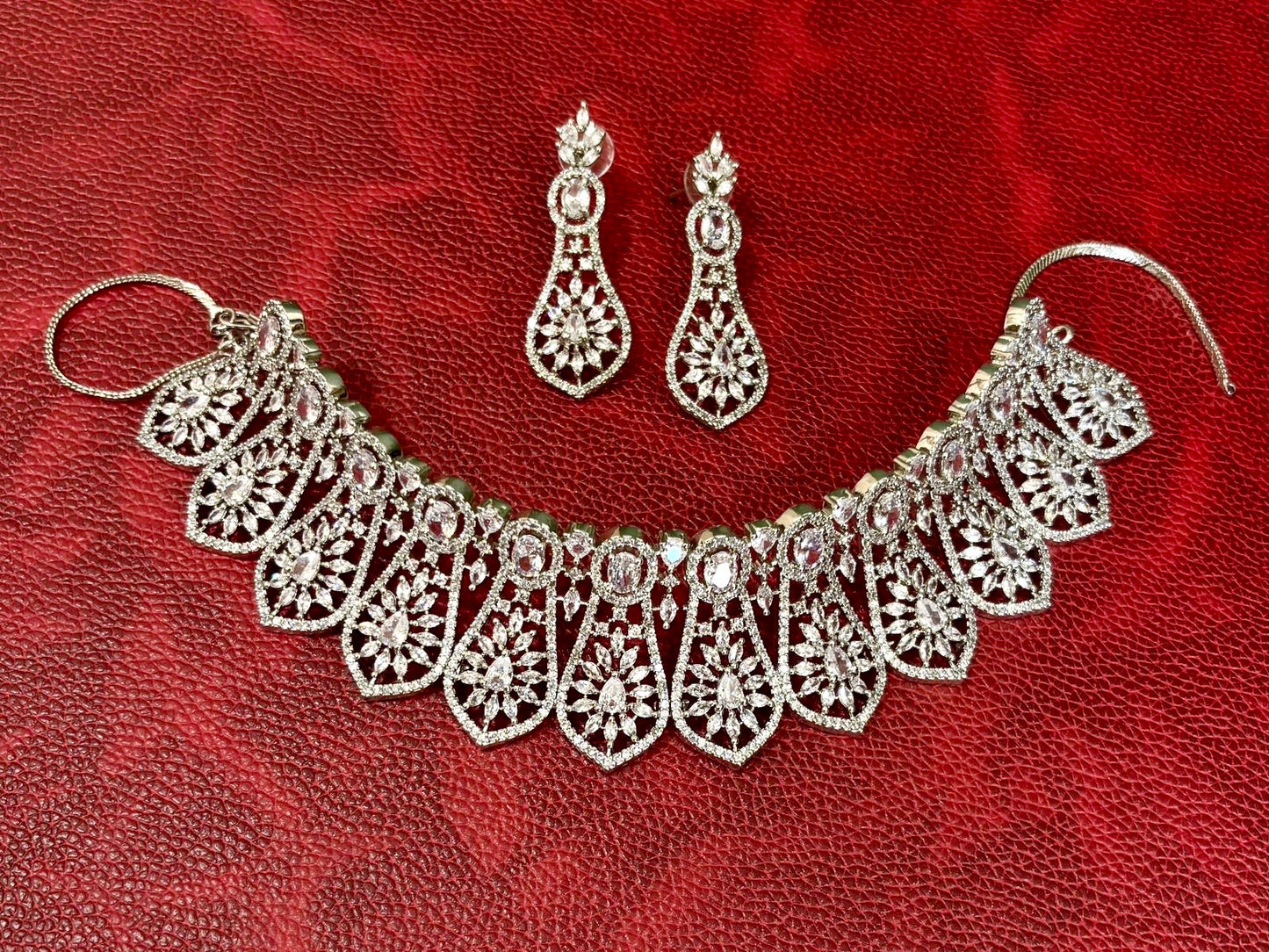 American Diamond Royal Choker Set with Earrings