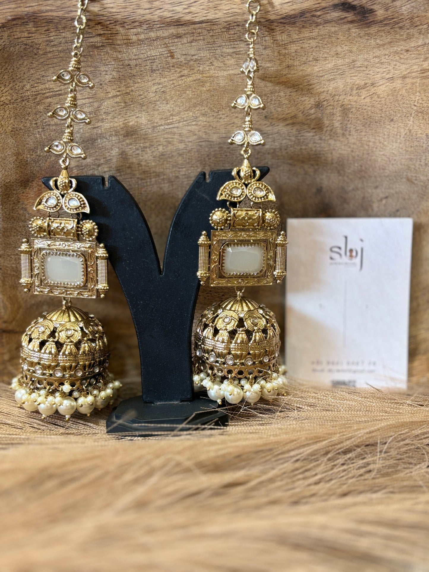 Royal Polki-Inspired Long Jhumka Earrings with Pearl Drops