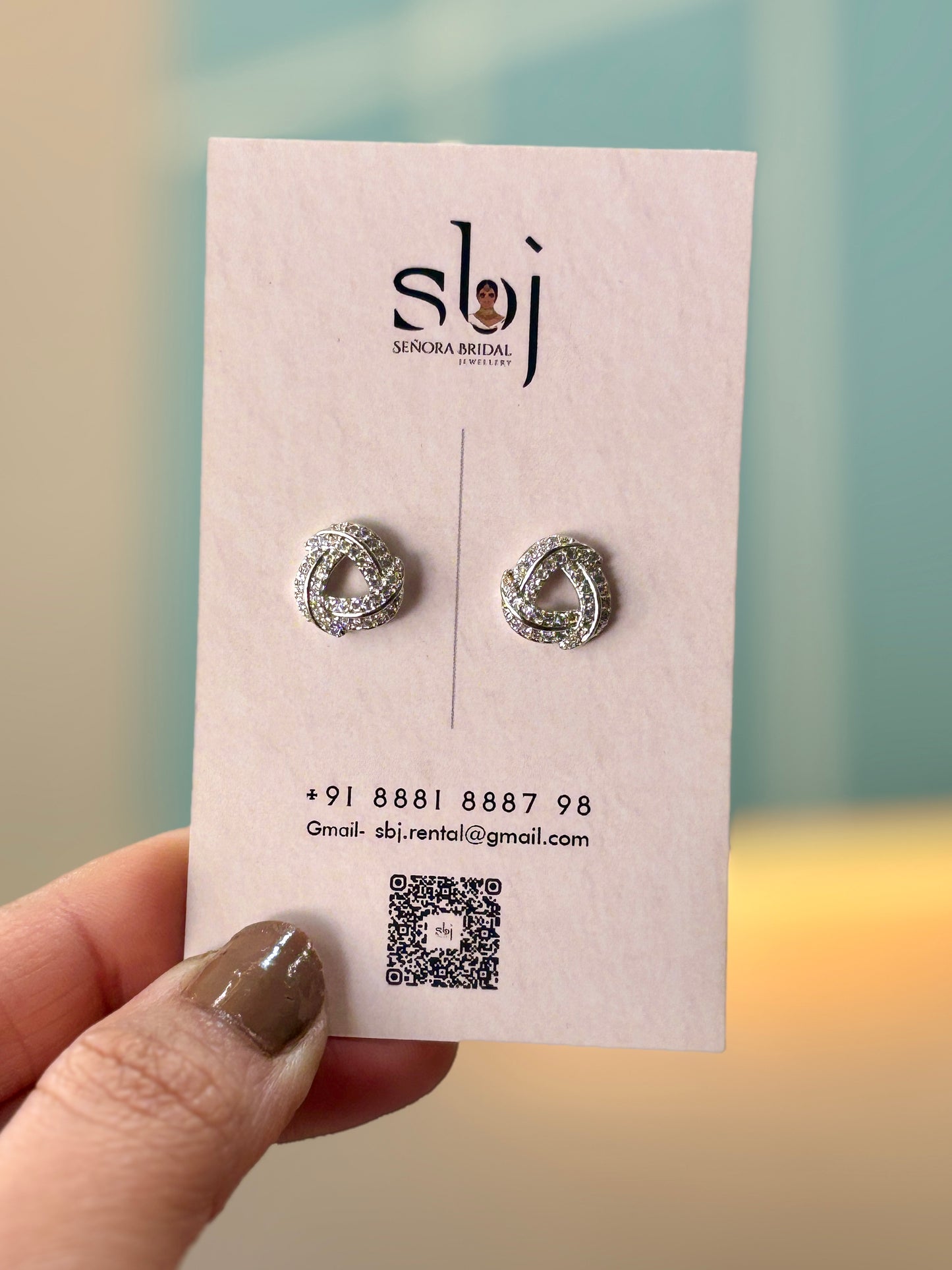 Intertwined Crystal Knot Stud Earrings