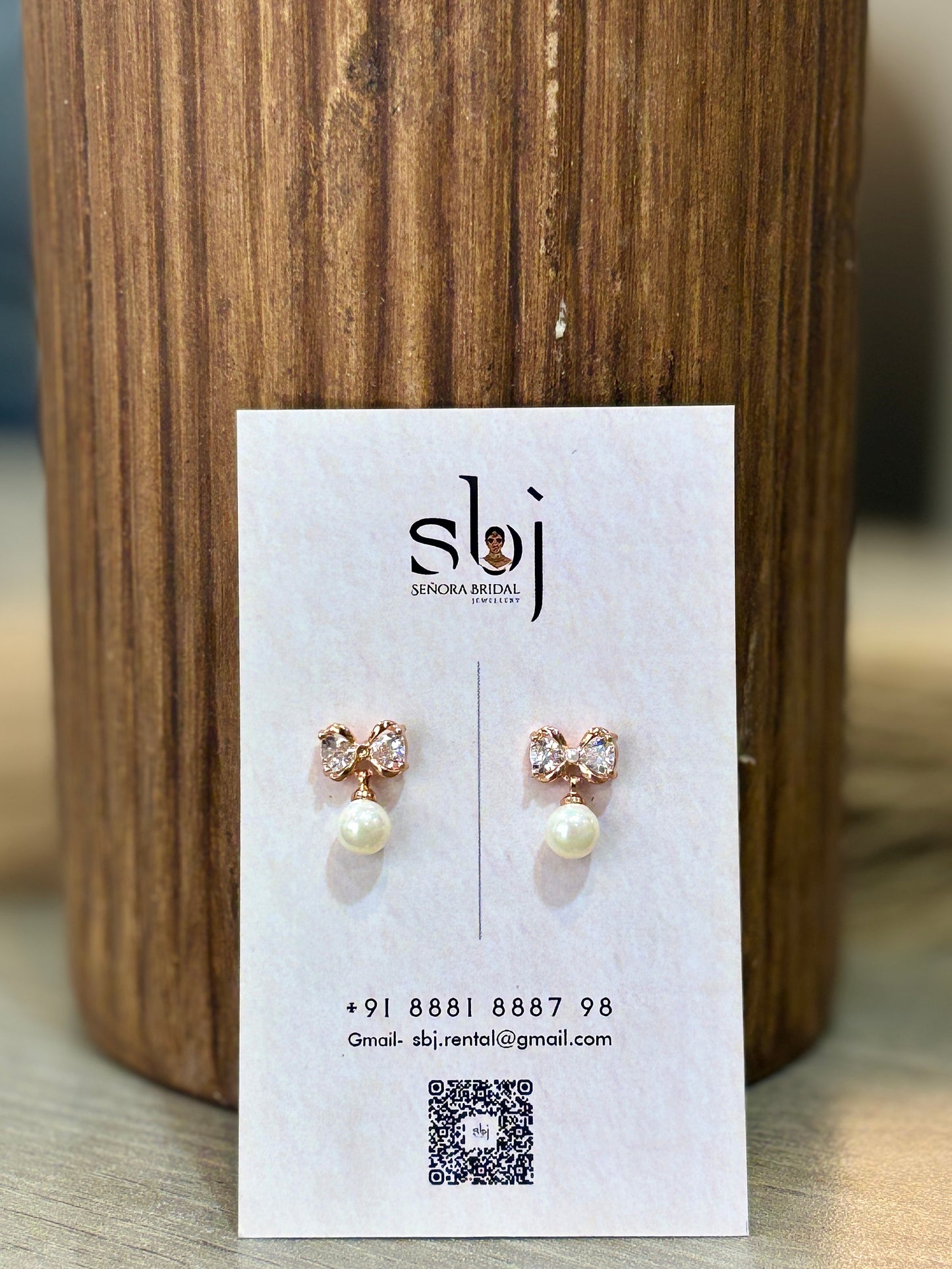 Rose Gold Crystal Bow Pearl Drop Earrings