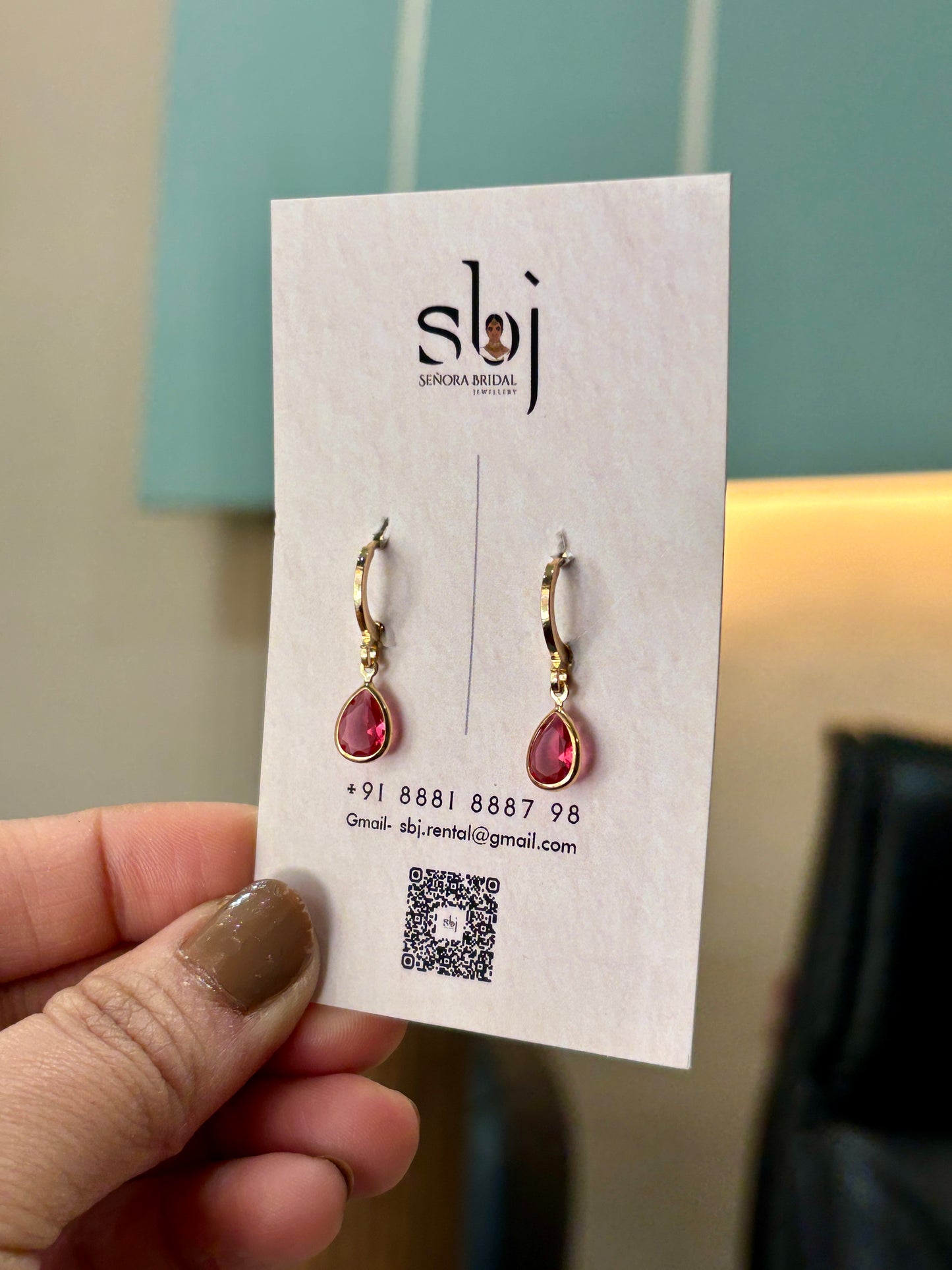 Ruby Teardrop Gold Hoop Earrings