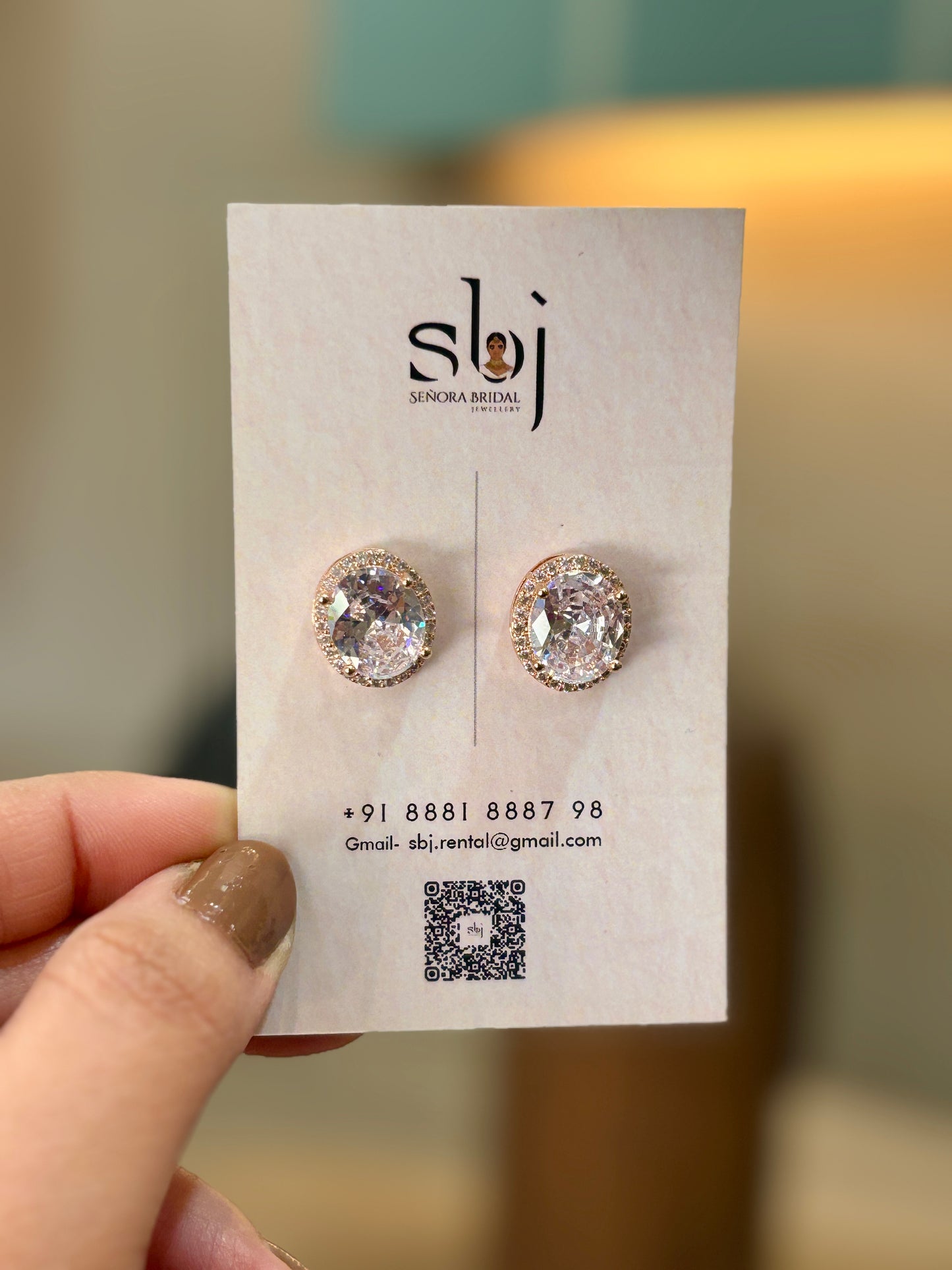 Oval Crystal Halo Stud Earrings in Rose Gold
