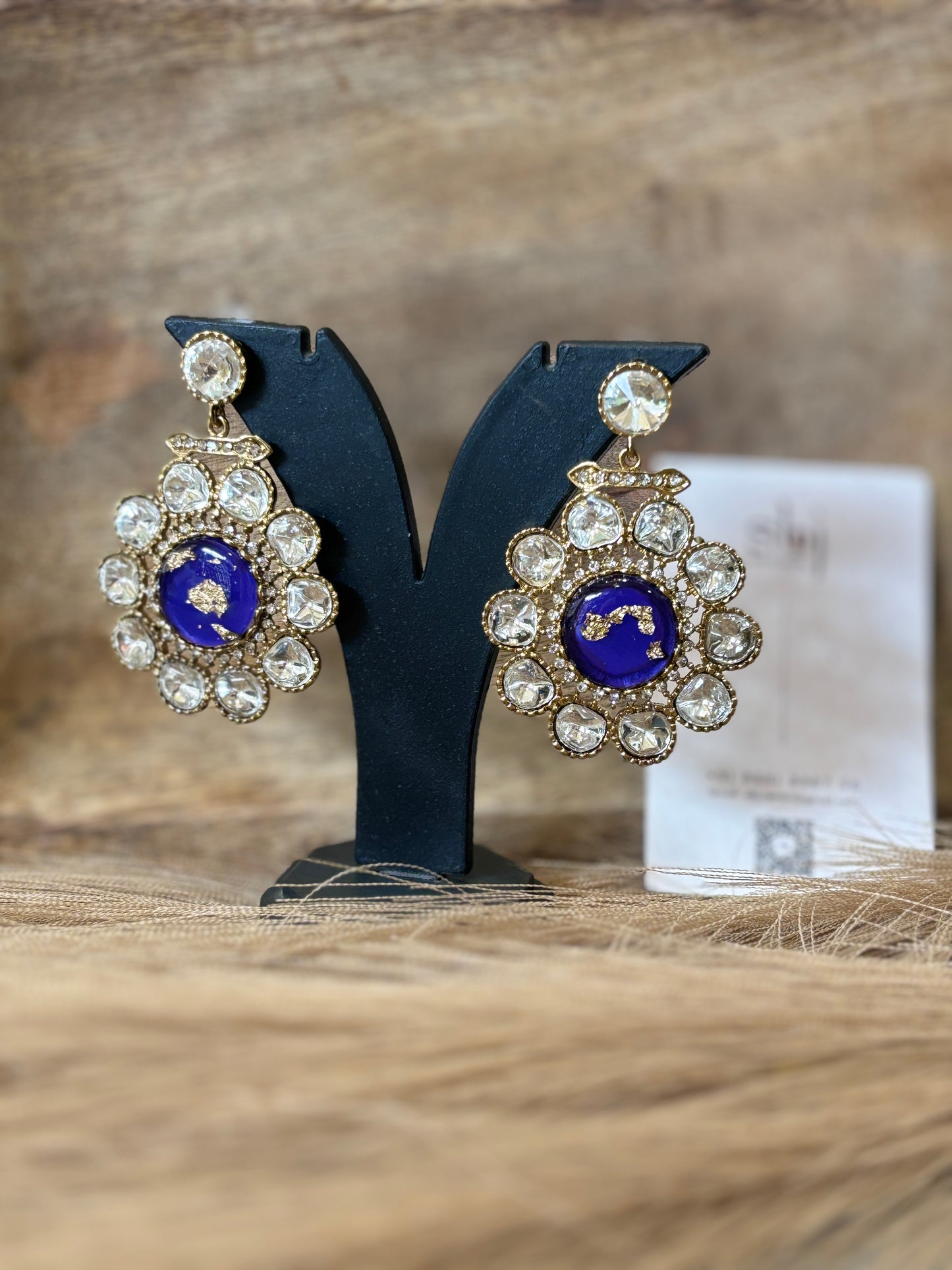 Royal Sapphire Polki Statement Earrings