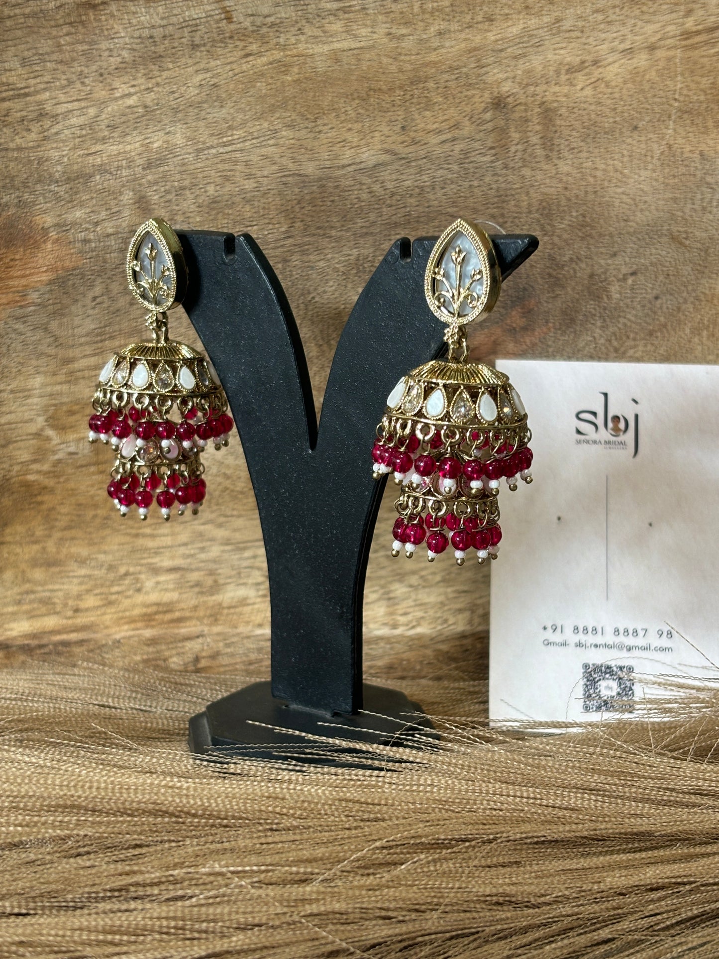 Ruby Red Double Layer Jhumka Earrings