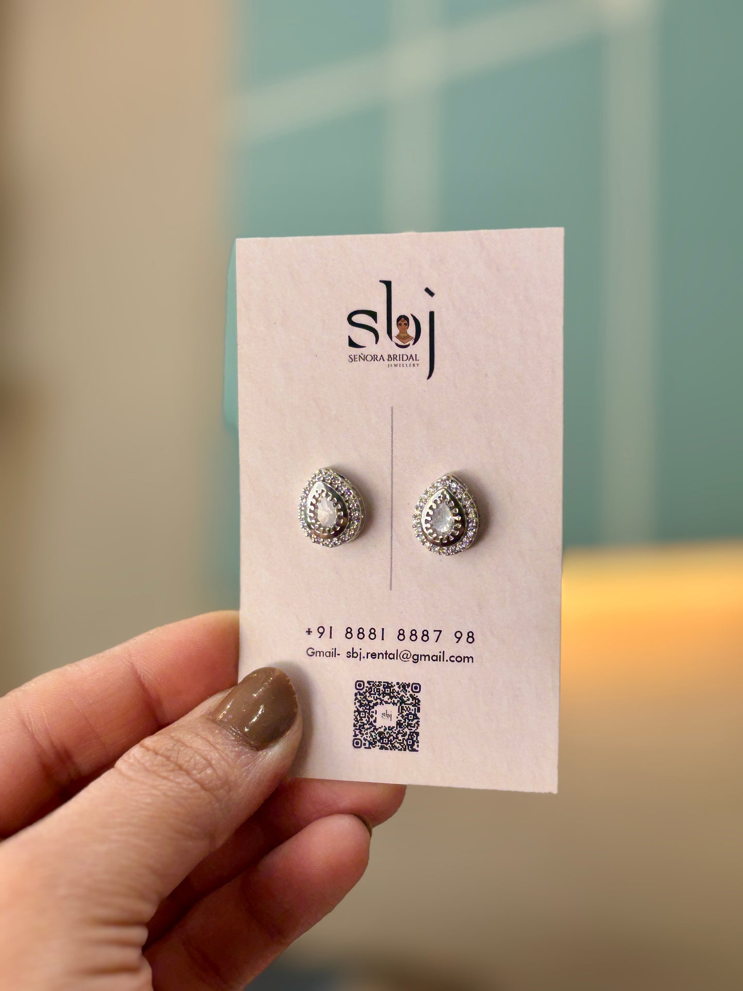 Teardrop Halo Crystal Stud Earrings