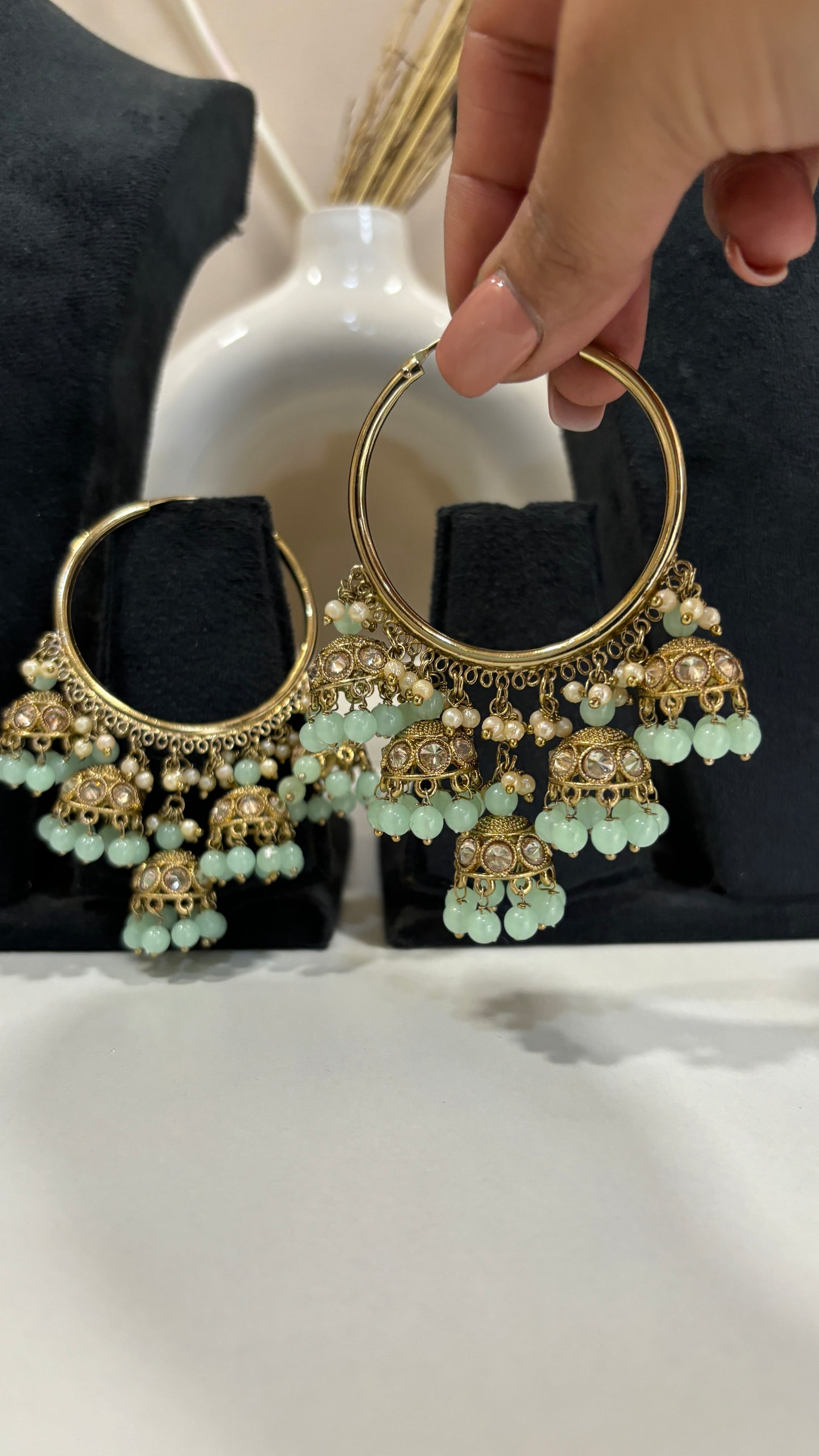 Traditional Mint Drop Chandbali