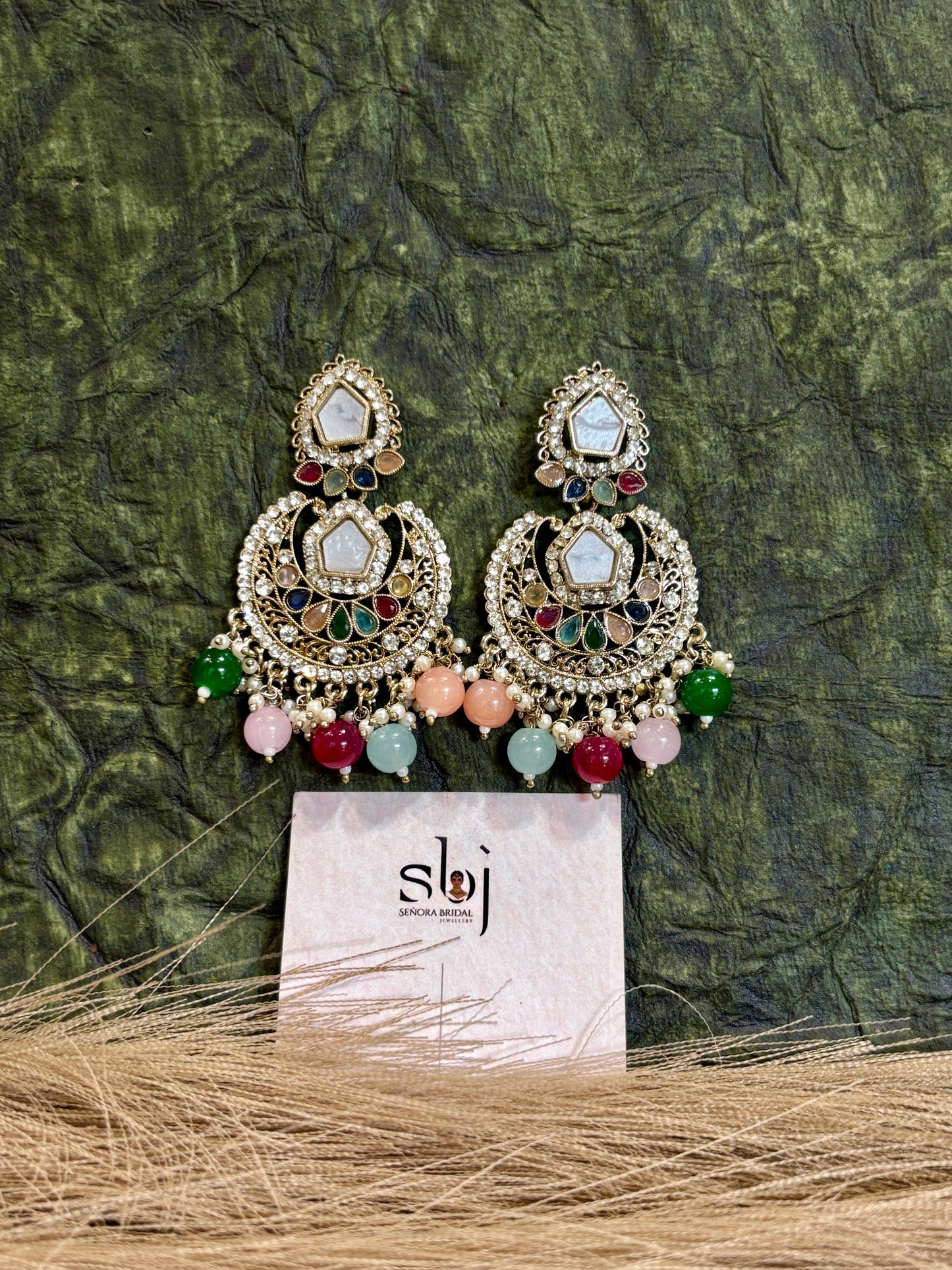 Multicolor Kundan Circular Chandbali Earrings