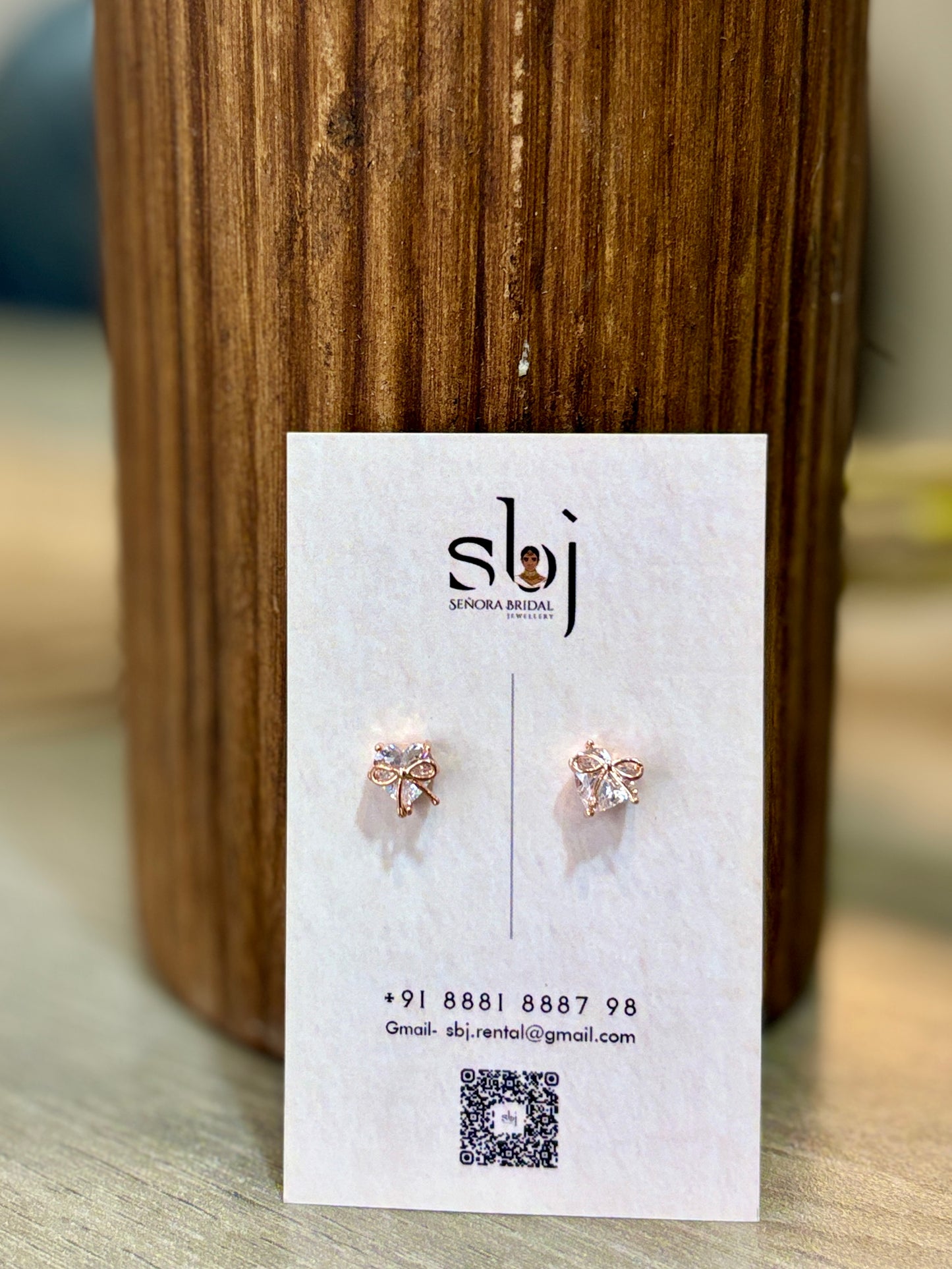 Delicate Rose Gold Bow Stud Earrings