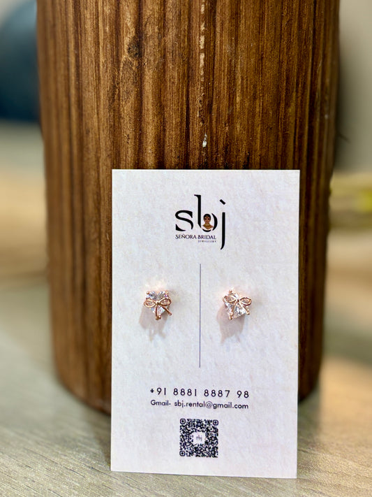Delicate Rose Gold Bow Stud Earrings