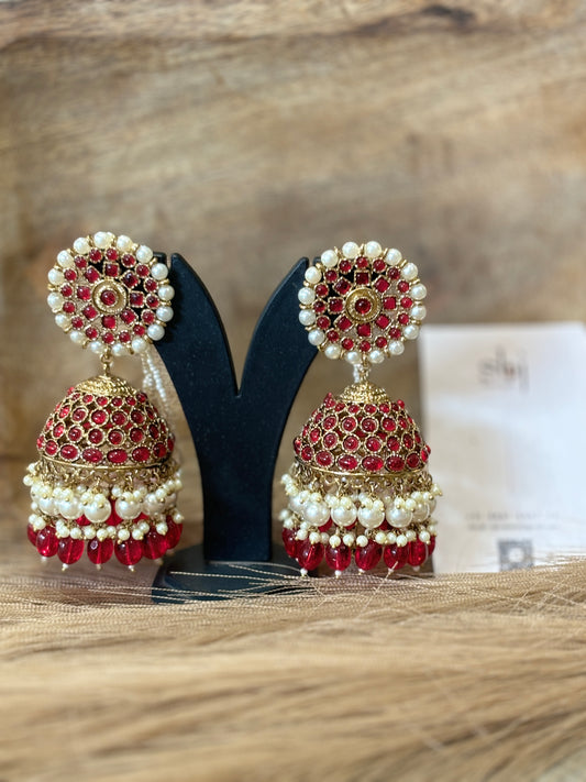 Ruby Pearl Jhumka Earrings