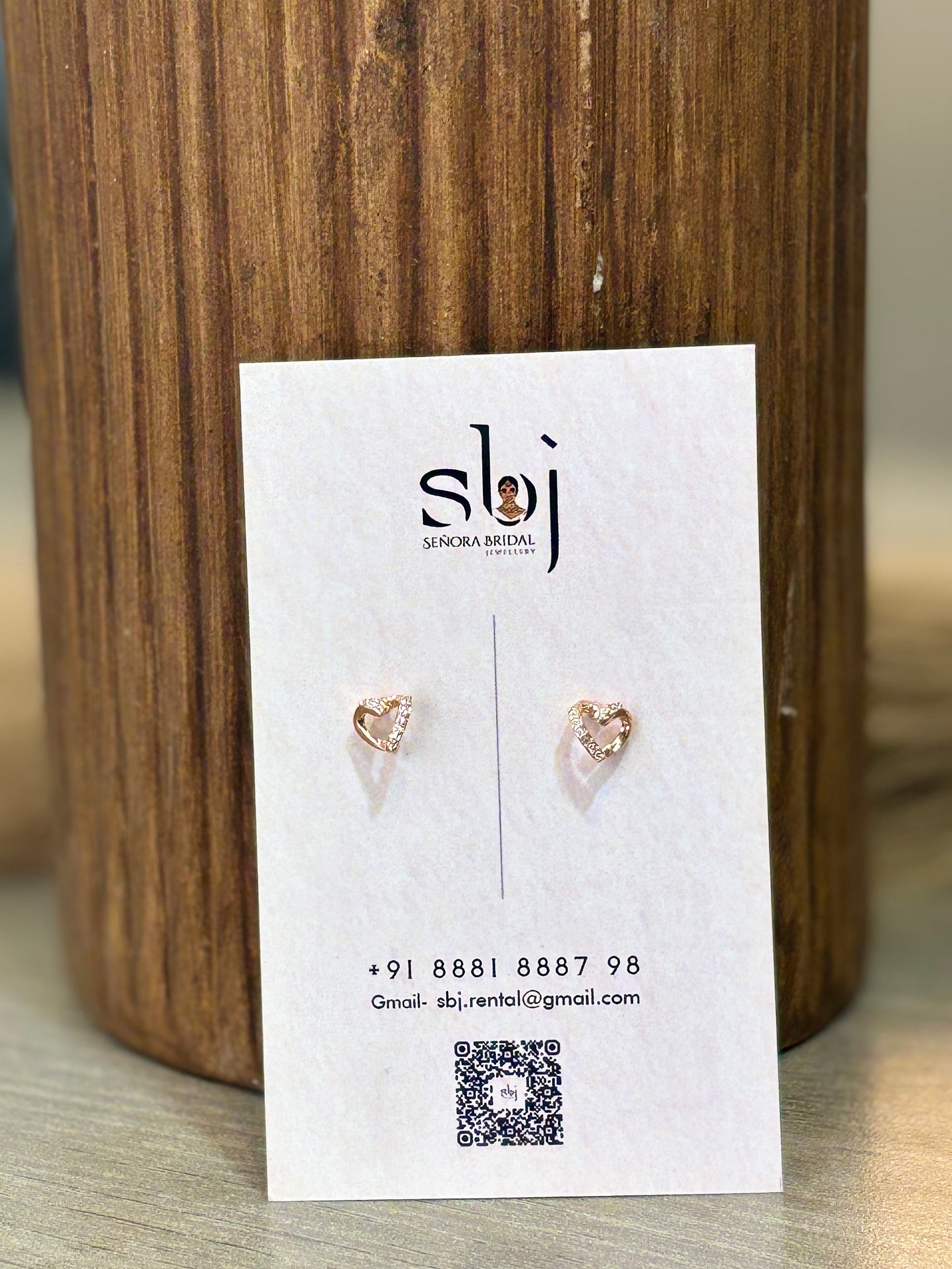 Rose Gold Open Heart Crystal Stud Earrings