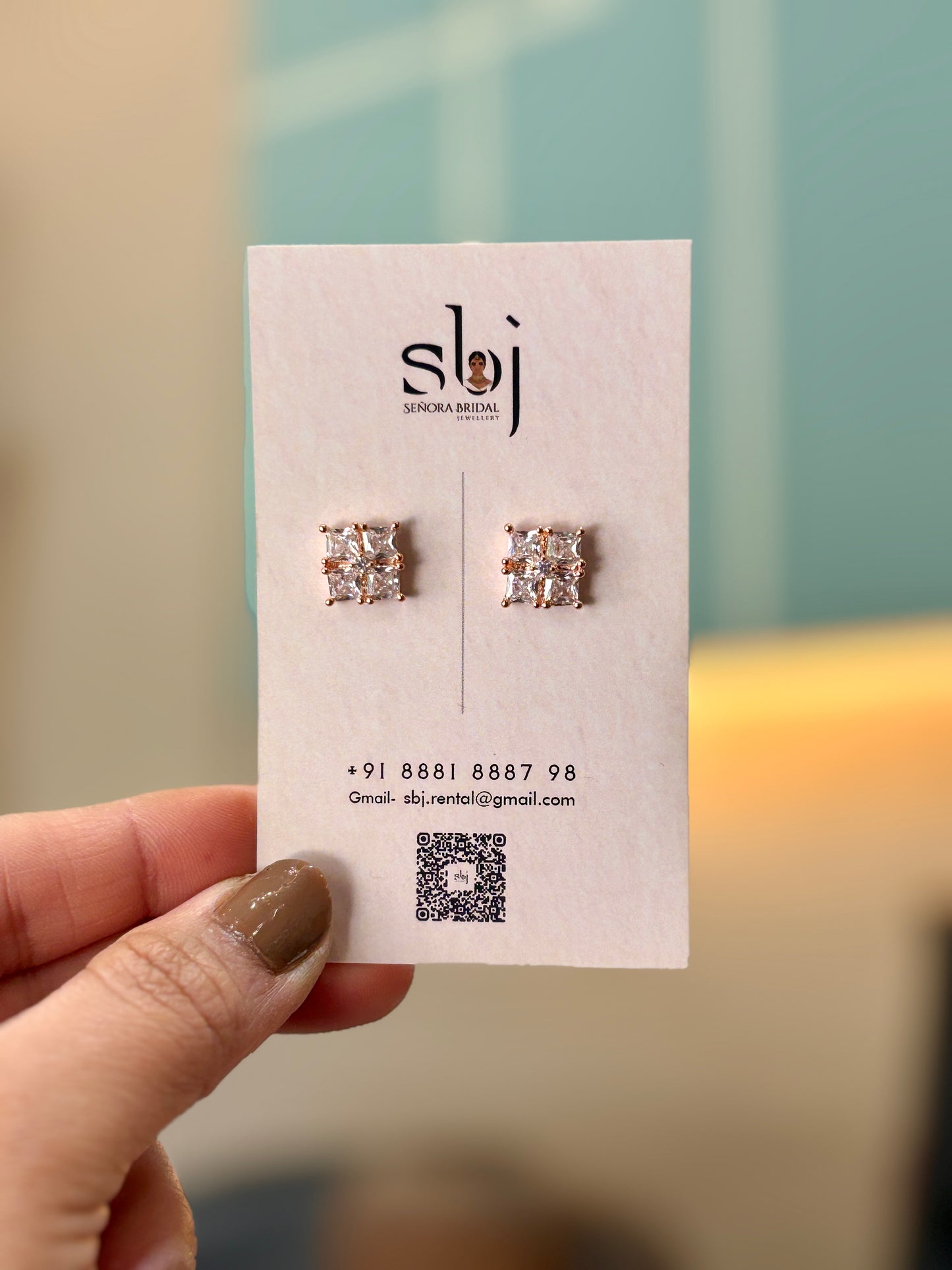 Princess Cut Crystal Cluster Stud Earrings