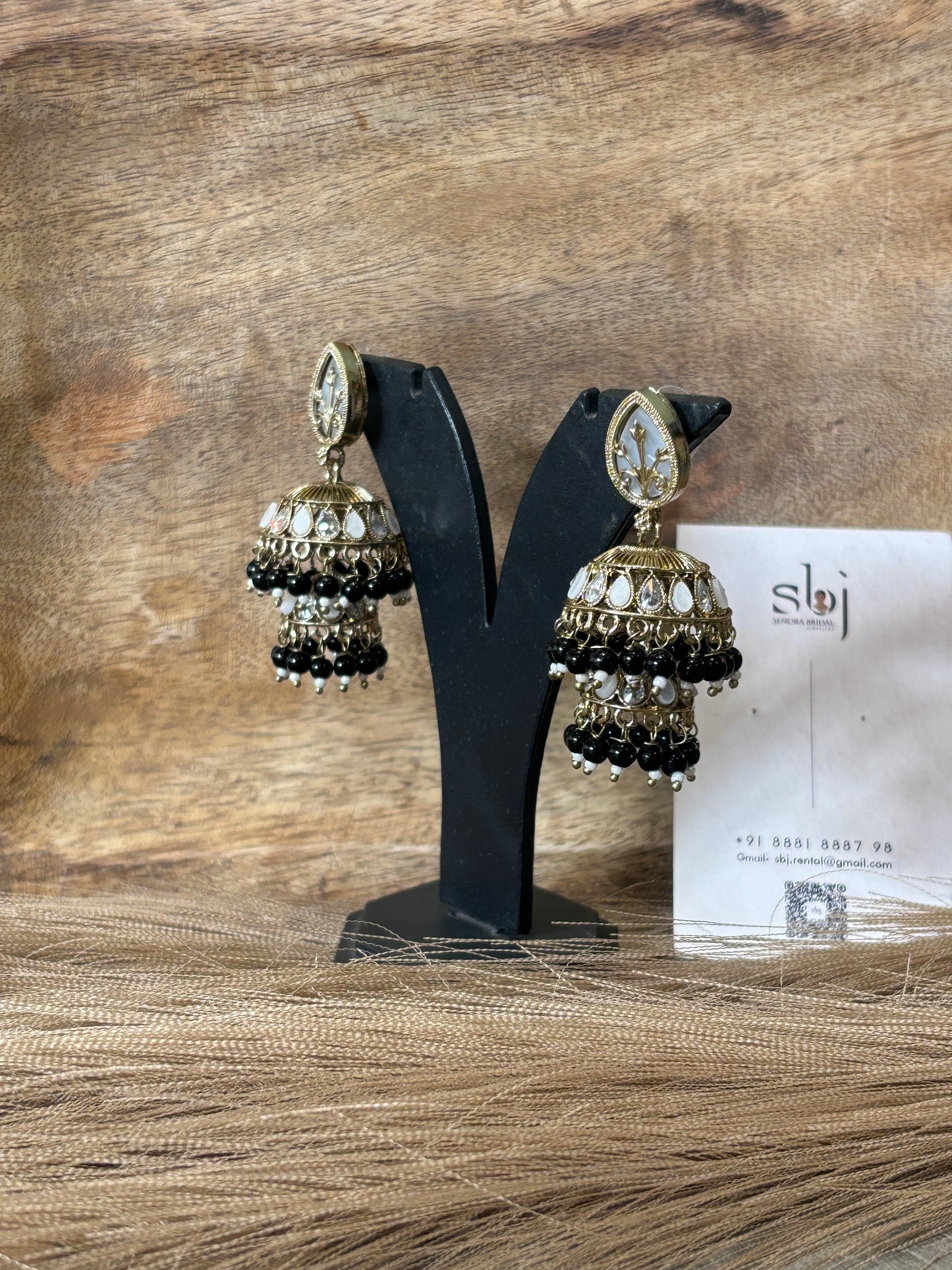 Black Double Layer Jhumka Earrings