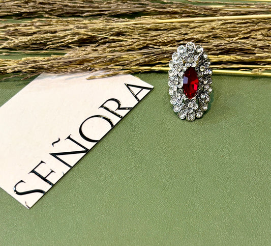 Royal Ruby Floral Statement Ring