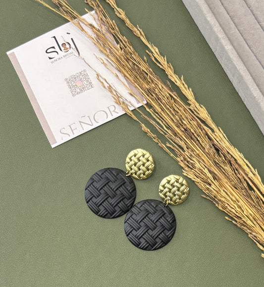Textured Woven Dual-Tone Drop Earrings