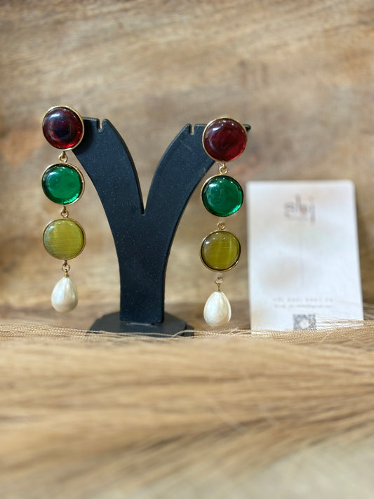 Multicolor Pearl Drop Earrings