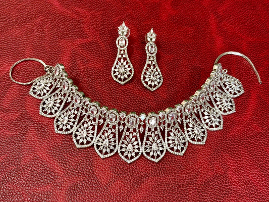 American Diamond Royal Choker Set with Earrings