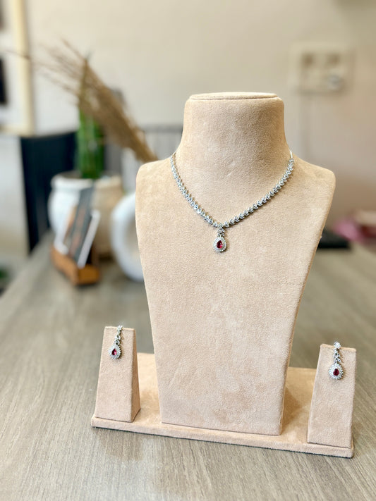 Ruby Teardrop Minimal Diamond Set