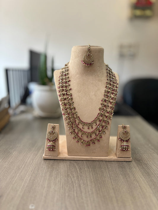 Rosé Raani Layered Polki Necklace Set – A Dance of Grace & Glamour