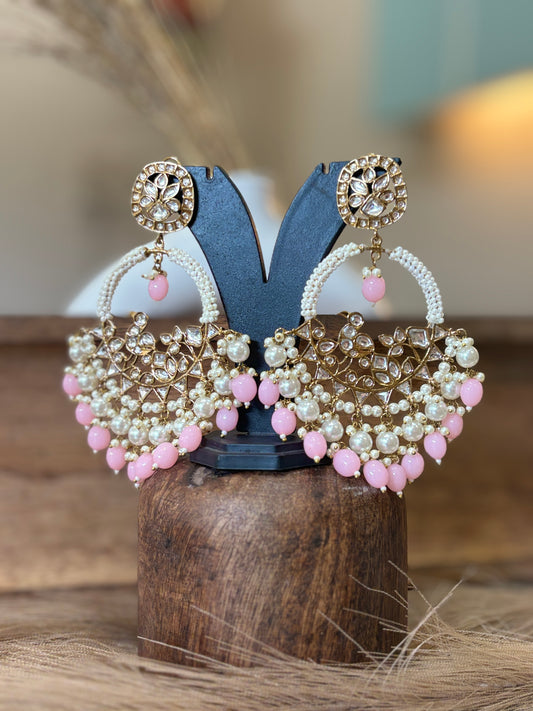 Blush Pink Pearl Statement Earrings