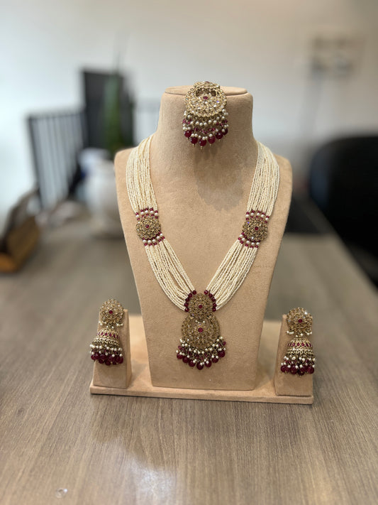 Ruby Royale Pearl Layered Necklace Set – A Symphony of Heritage & Grace