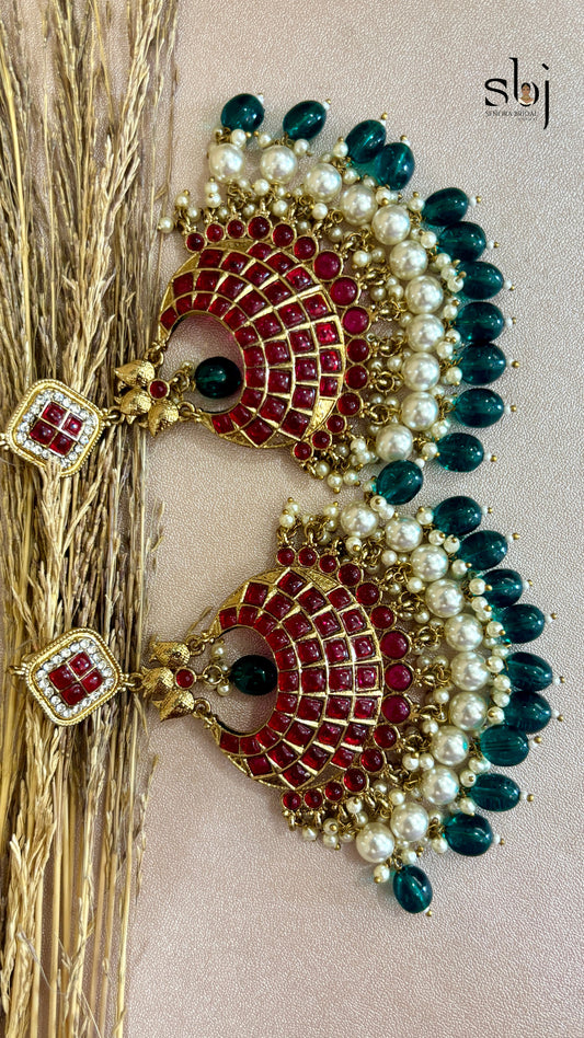 Aarohi Ruby & Emerald Chandbali Earrings