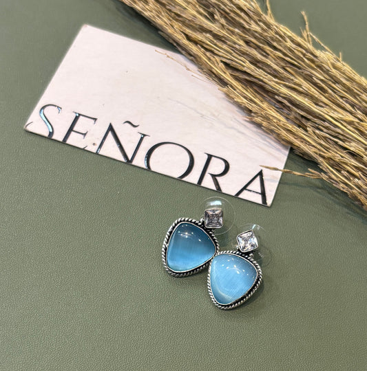 Ocean Blue Triangle Drop Earrings