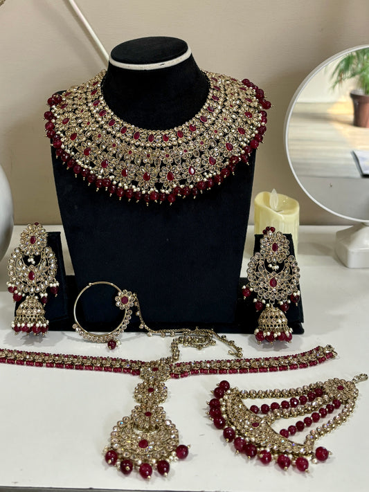 Royal Red Stone & Kundan Bridal Jewelery Set