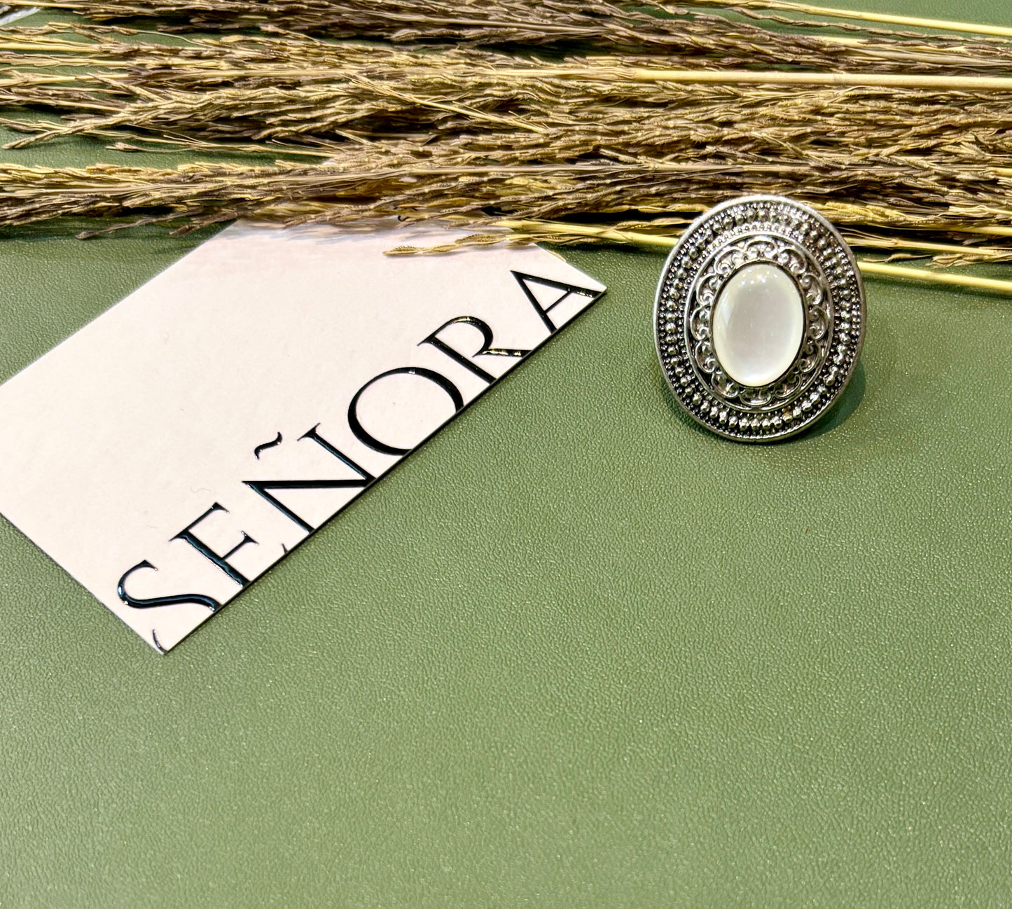 Moonstone Magic Oxidised Silver Ring