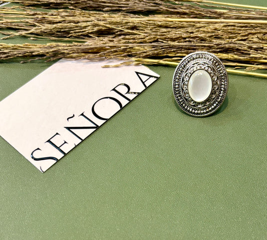 Moonstone Magic Oxidised Silver Ring