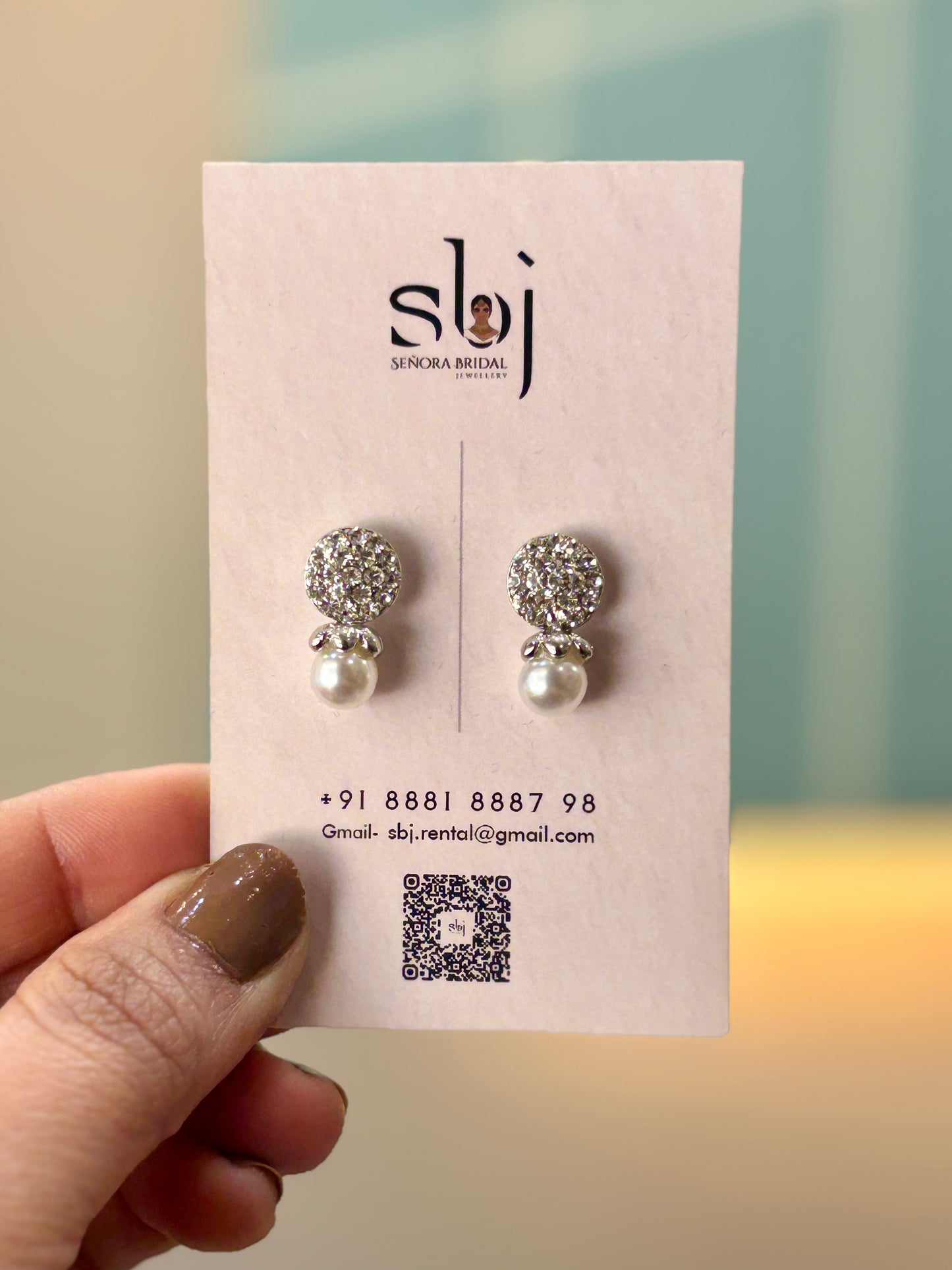 Crystal Pearl Drop Stud Earrings