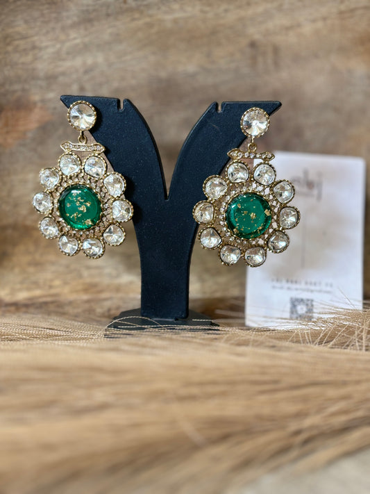 Emerald Royal Polki Drop Earrings