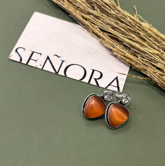 Rust Orange Triangle Drop Earrings