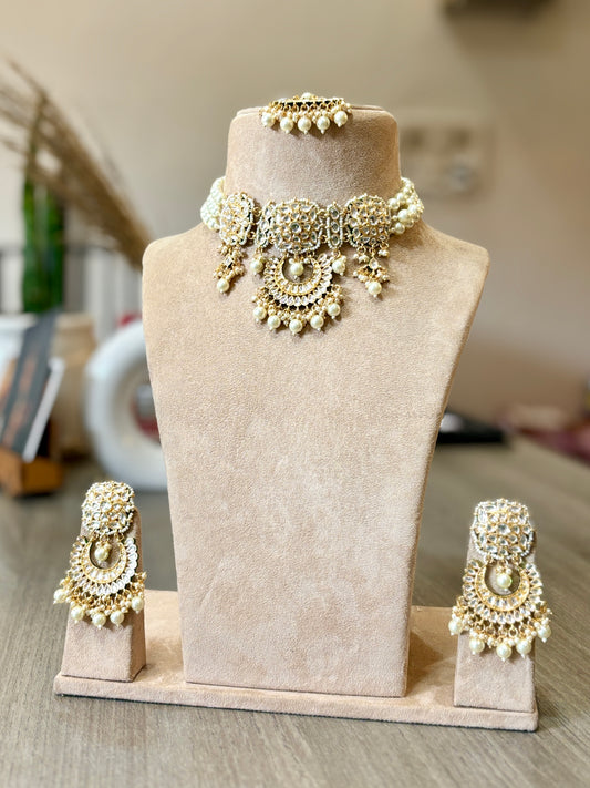 Bridal Statement Kundan Choker Set with Pearl Accents