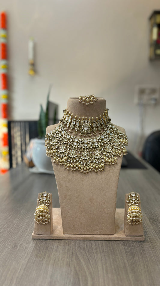 Maharani Polki Layered Choker Set – Grand Bridal Kundan Necklace with Pearls