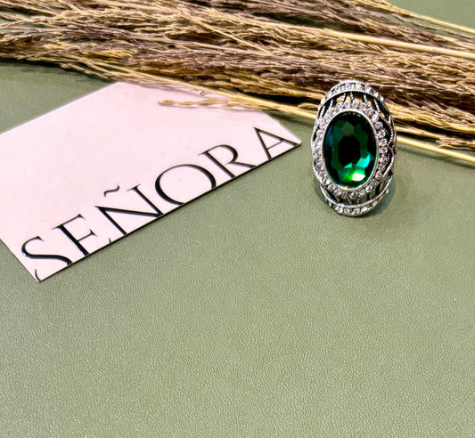 Regal Emerald Green Statement Cocktail Ring
