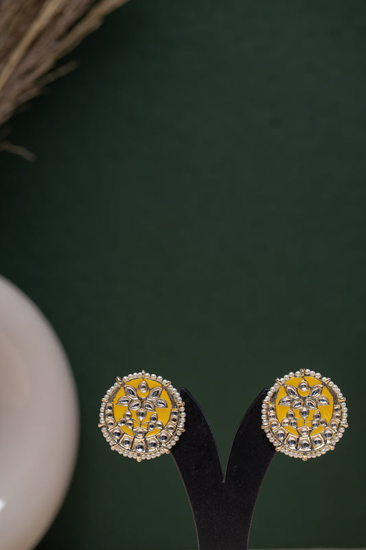 Elegant Yellow Pearl Stud Earrings