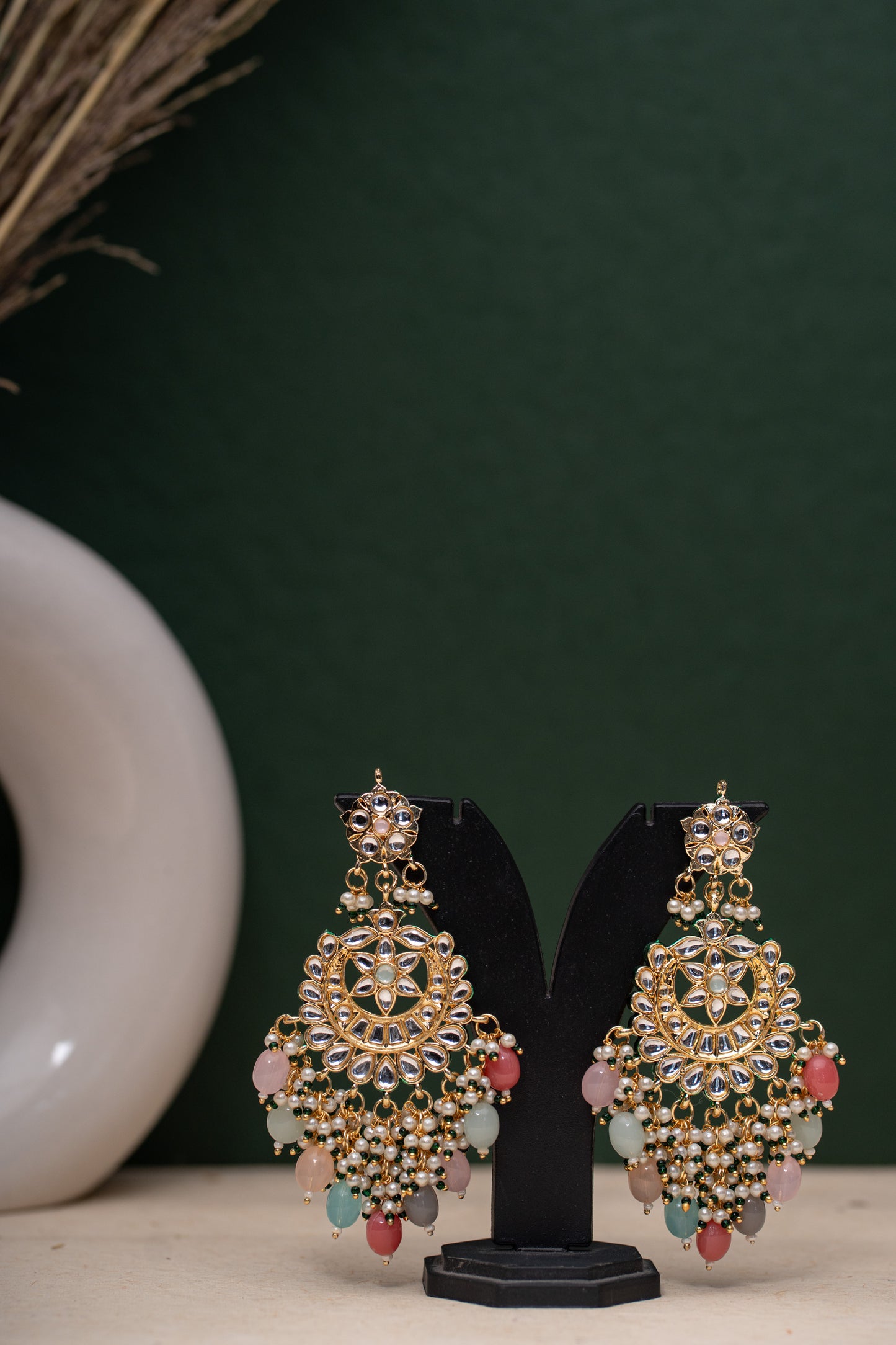 Traditional Multi-Coloured Kundan Earrings