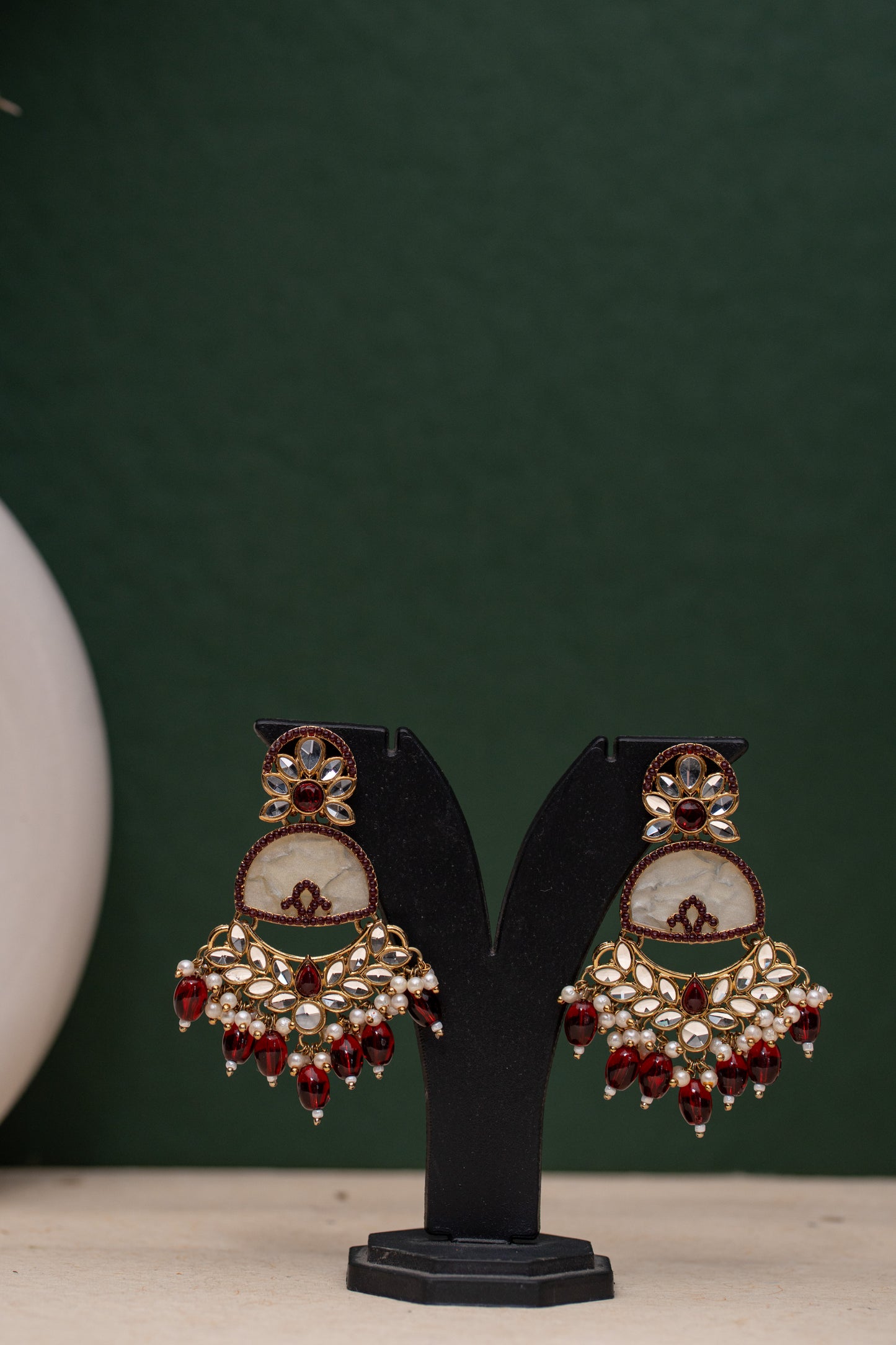 Statement Red-Pearl Drop Earrings