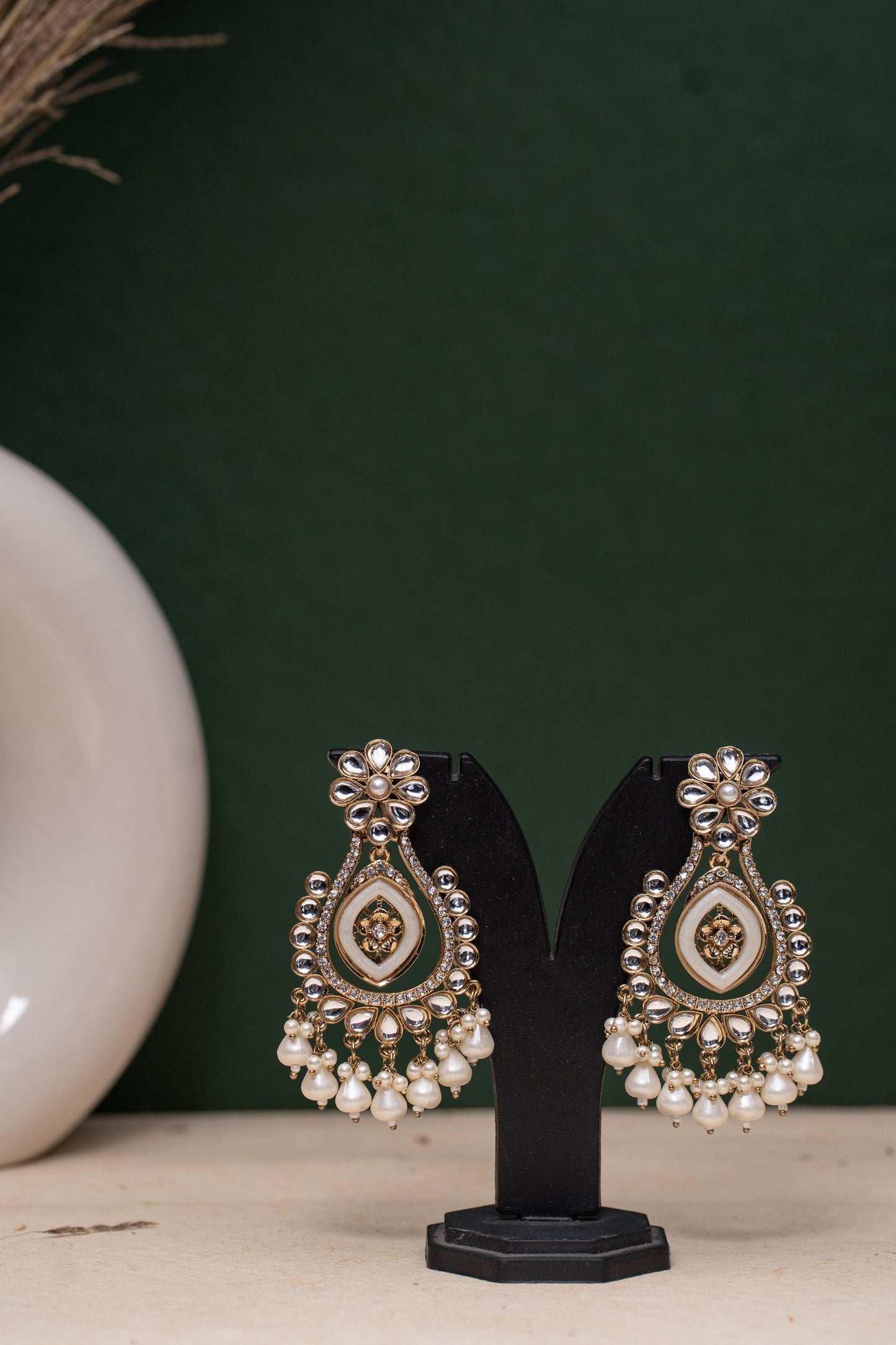 Kundan Studded White Chandbali