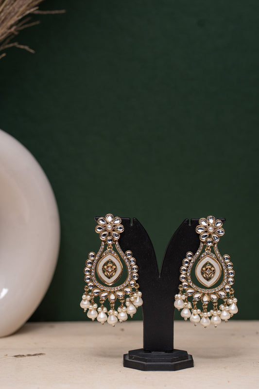 Kundan Studded White Chandbali