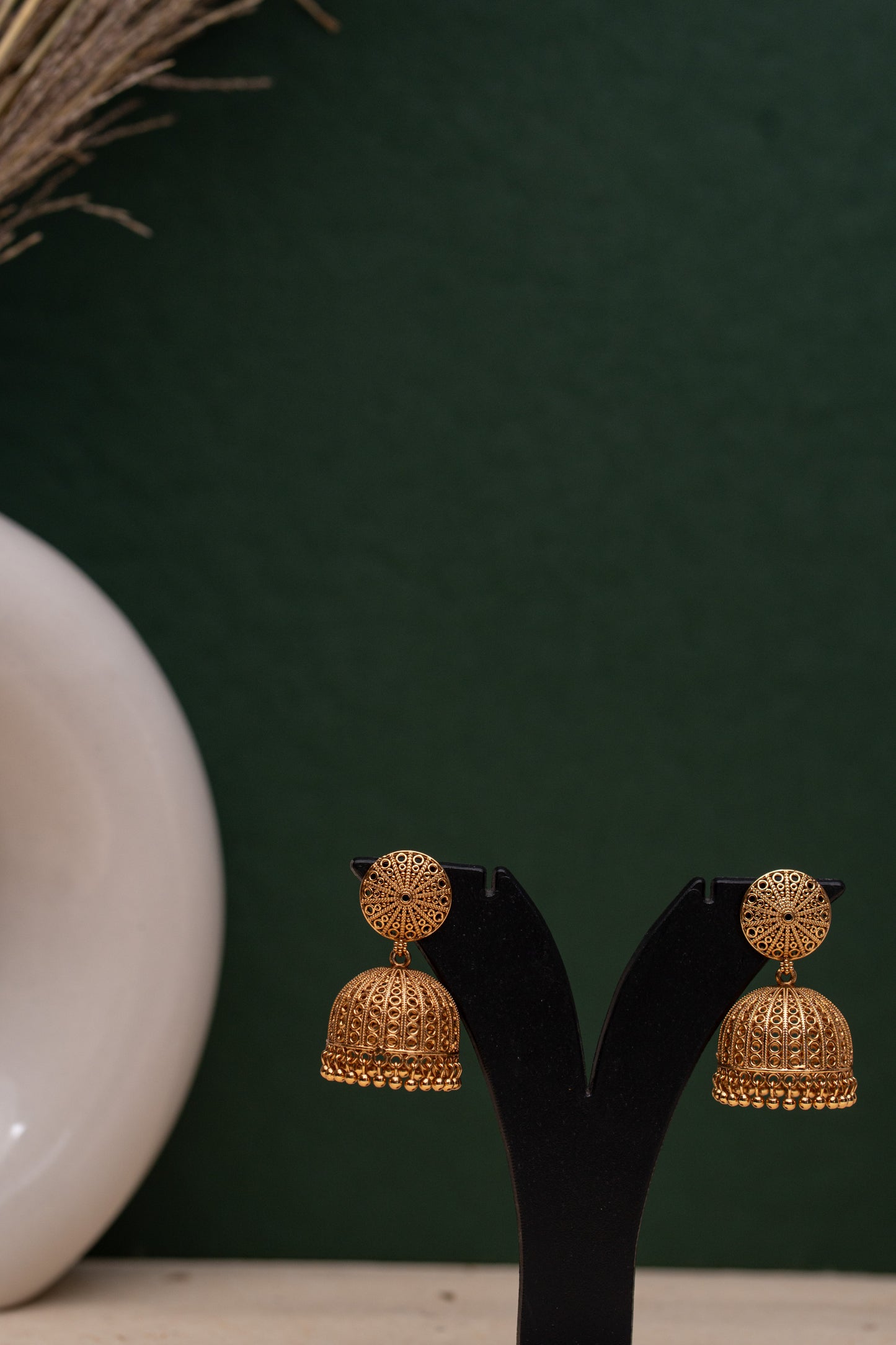 Gold-Plated Antique Jhumki Earrings