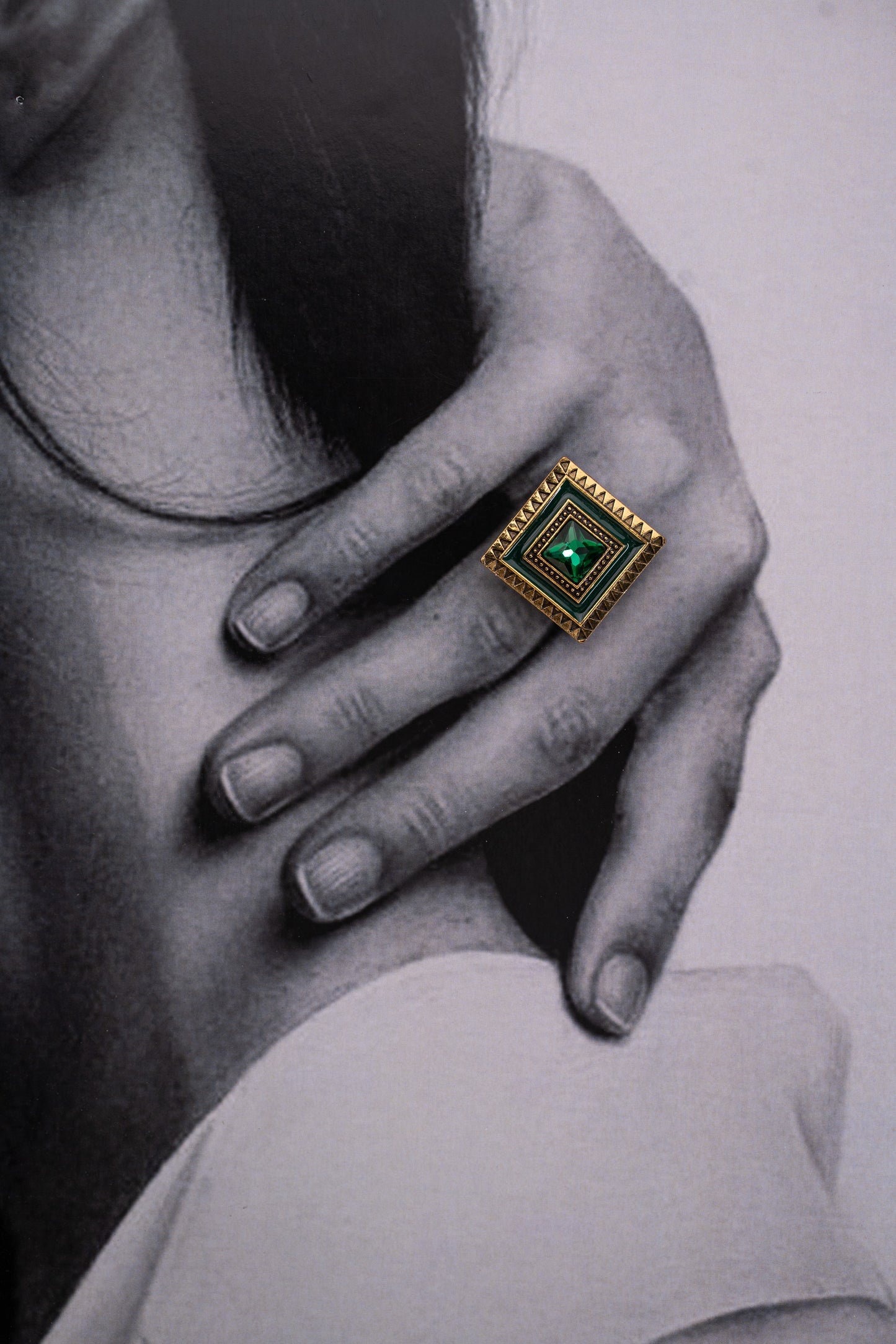 Sophisticated Gold Plated Green Square Shaped Rings