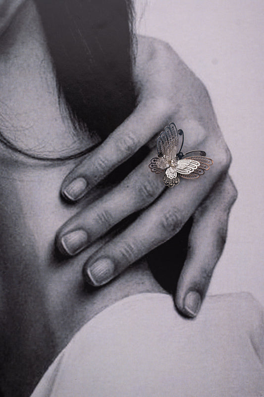 Elegant Silver Butterfly rings